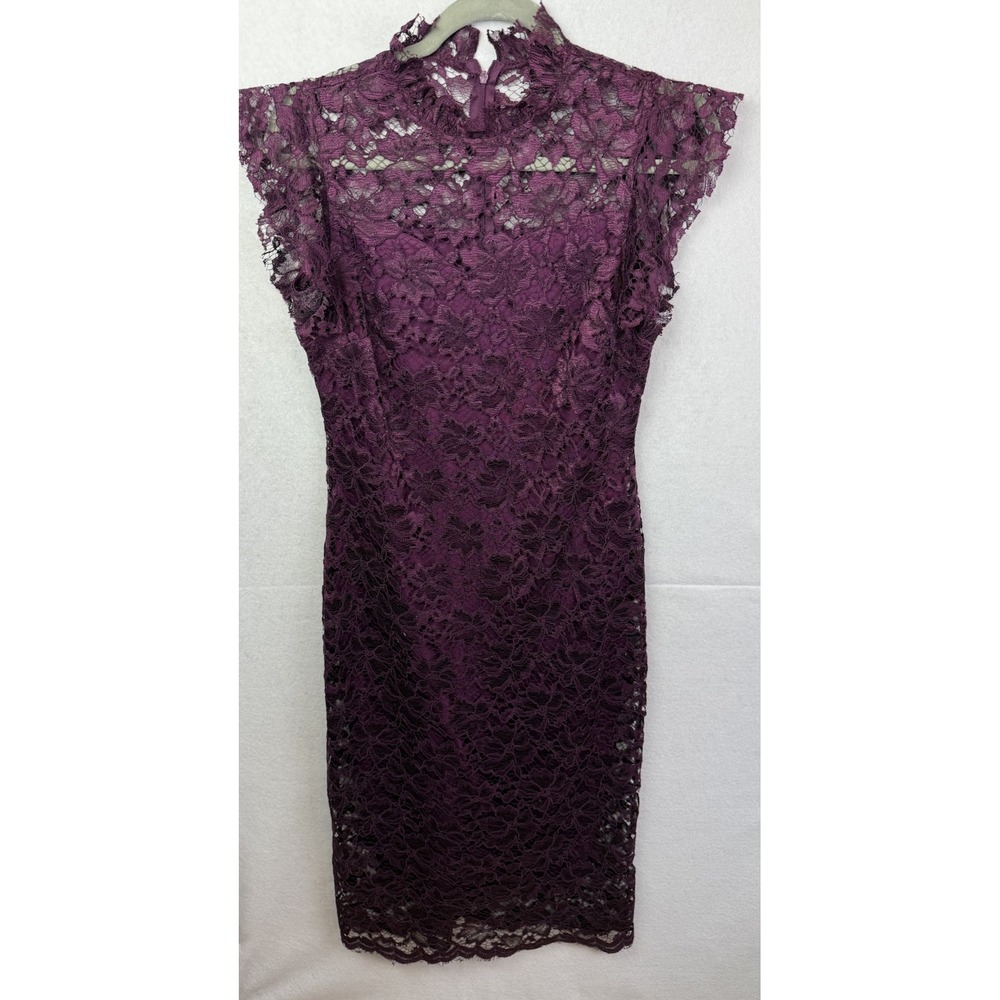 Enfocus burgundy wine red lace cap sleeve‎ midi dress size 6